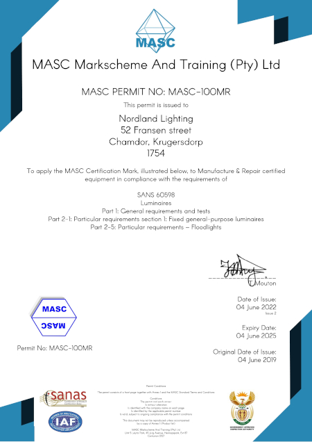 Masc Permit 100mr SANS 60598