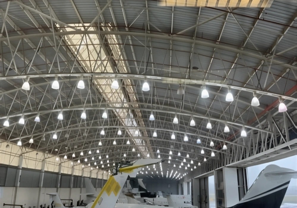 plane warehouse lighting project