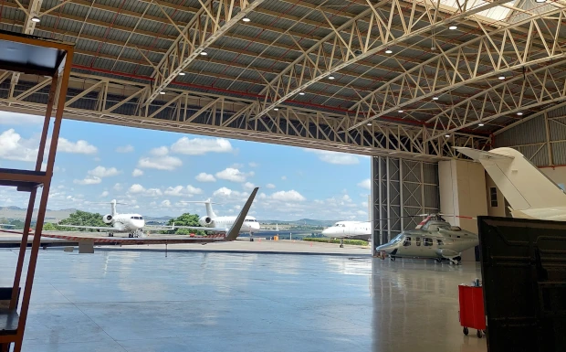 large aircraft hanger lighting