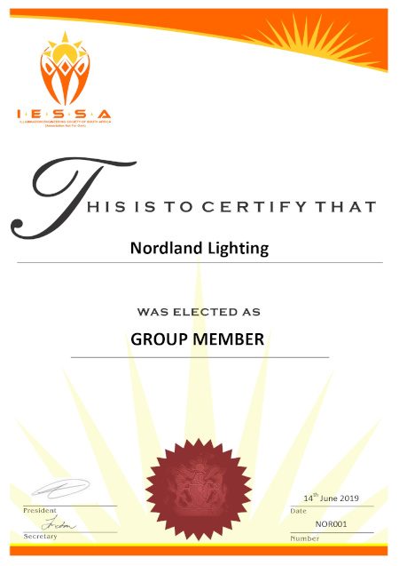 certificate nordland lighting iessa
